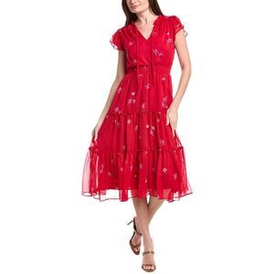 Cece Womens  Printed Midi Dress, Red